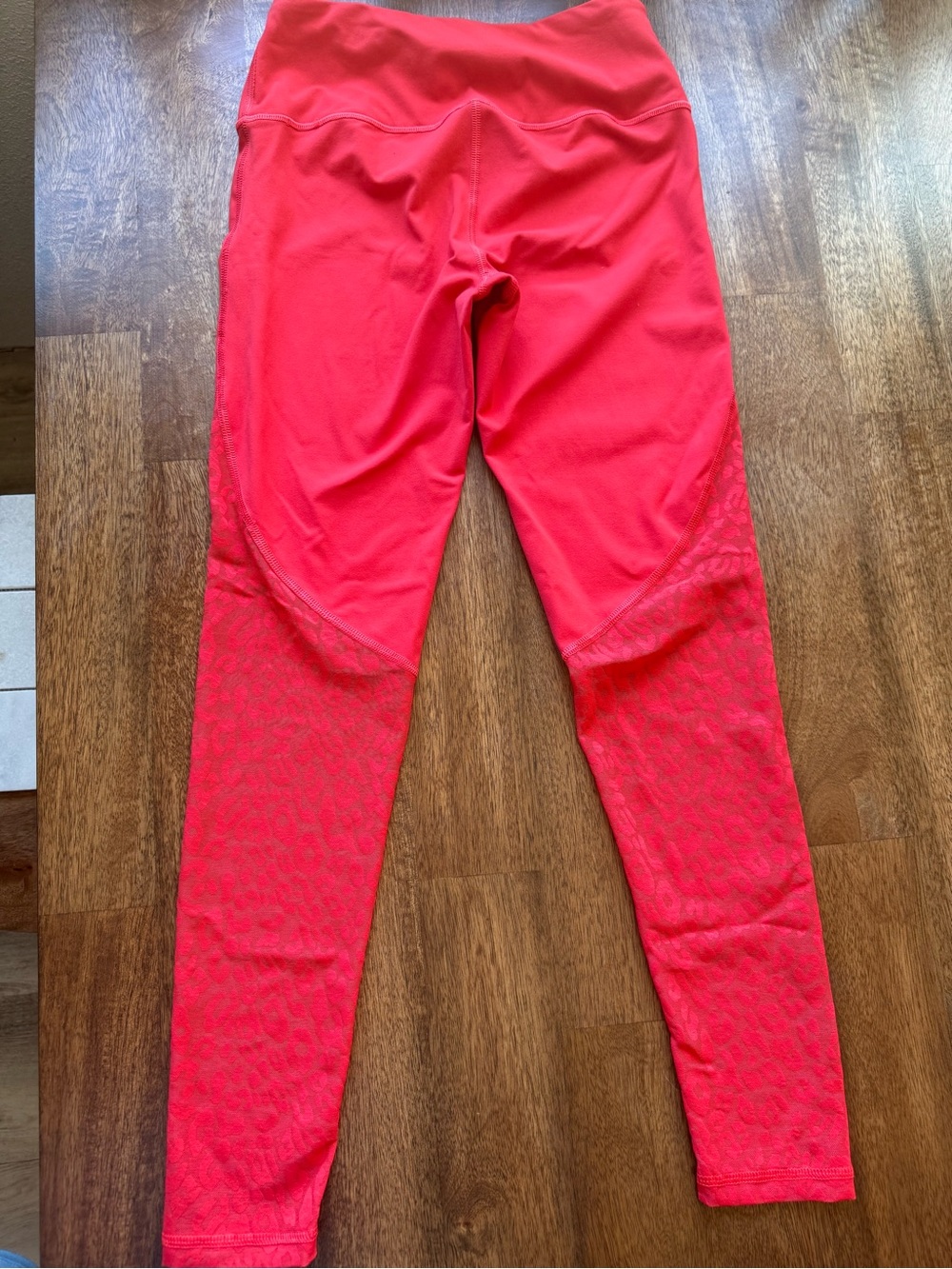 Victoria's Secret Hot Coral (orange red) Leggings Textured / Mesh Lower Panels